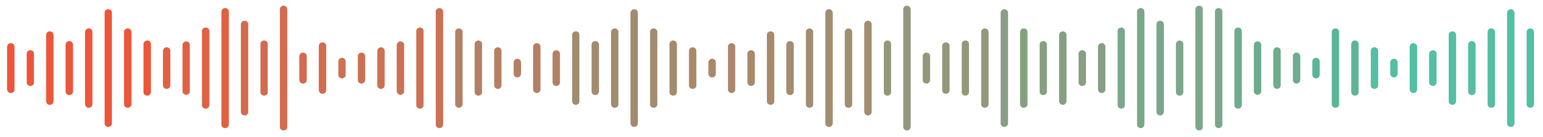 Icon of soundwaves in a orange to teal gradient.